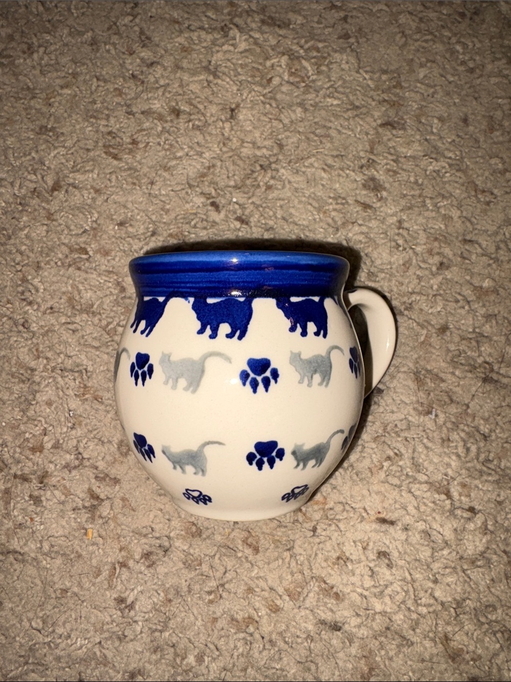 Cat Themed Polish Pottery Small Mug